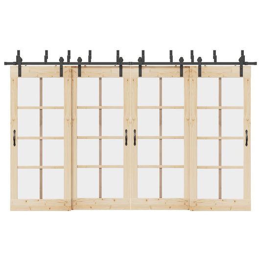 vidaXL Sliding Door Hardware Kit 366 cm Steel Black 1