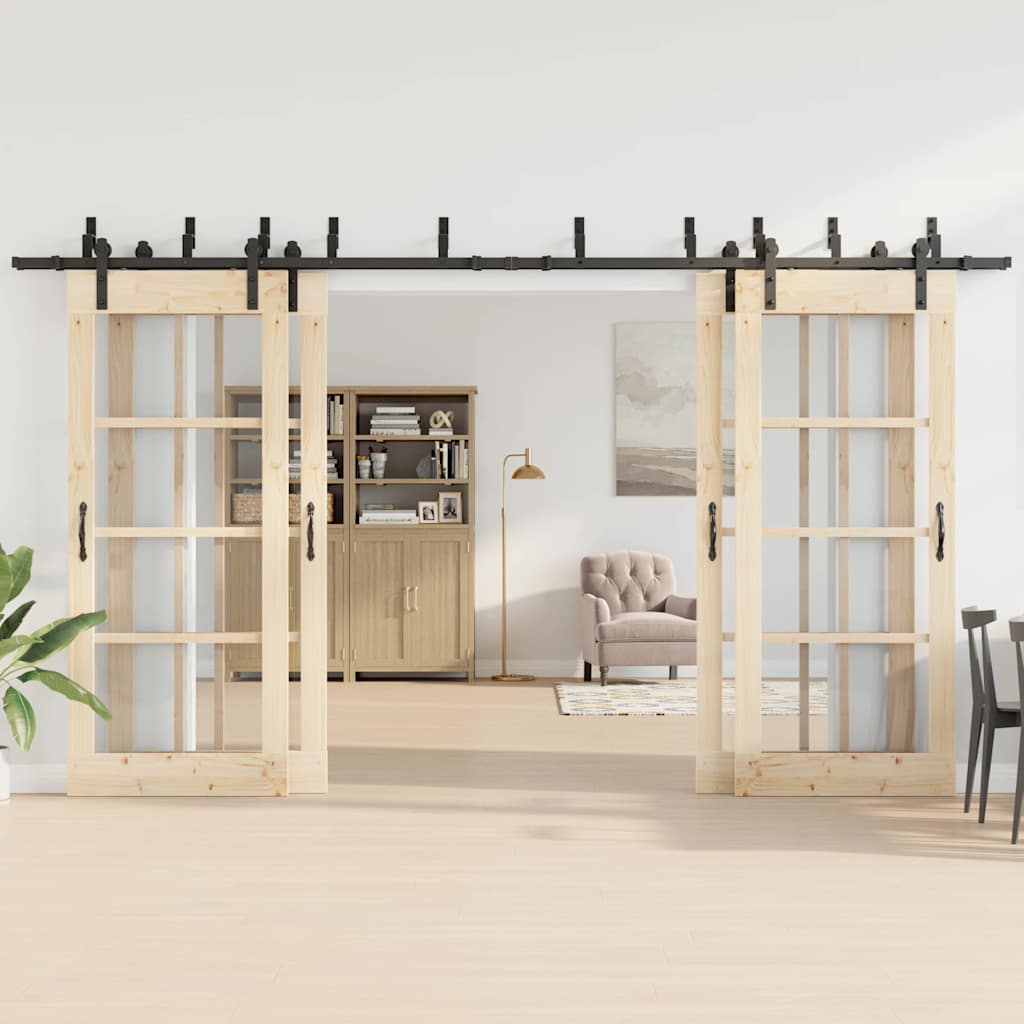 vidaXL Sliding Door Hardware Kit 400 cm Steel Black 3