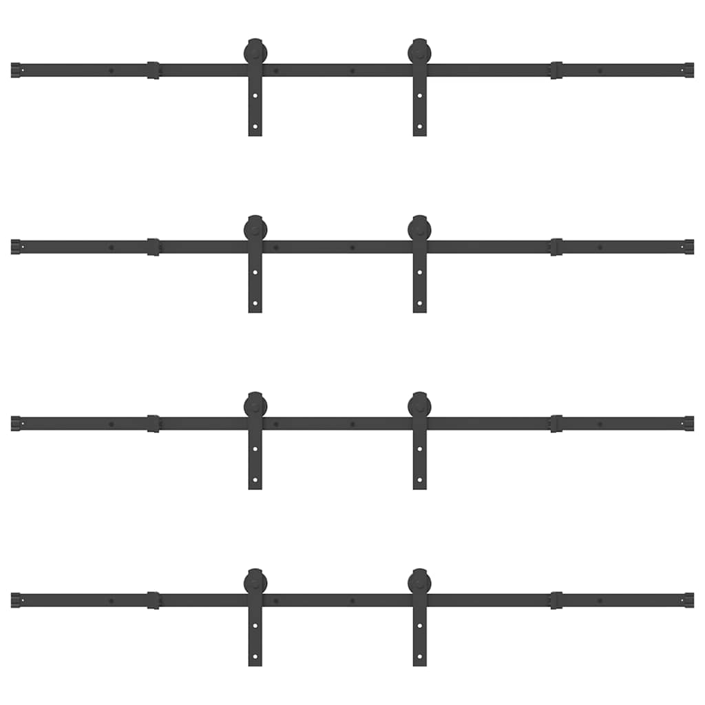 vidaXL Sliding Door Hardware Kit 400 cm Steel Black 6