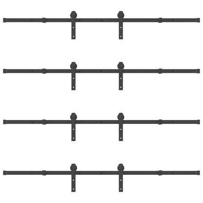 vidaXL Sliding Door Hardware Kit 400 cm Steel Black 6