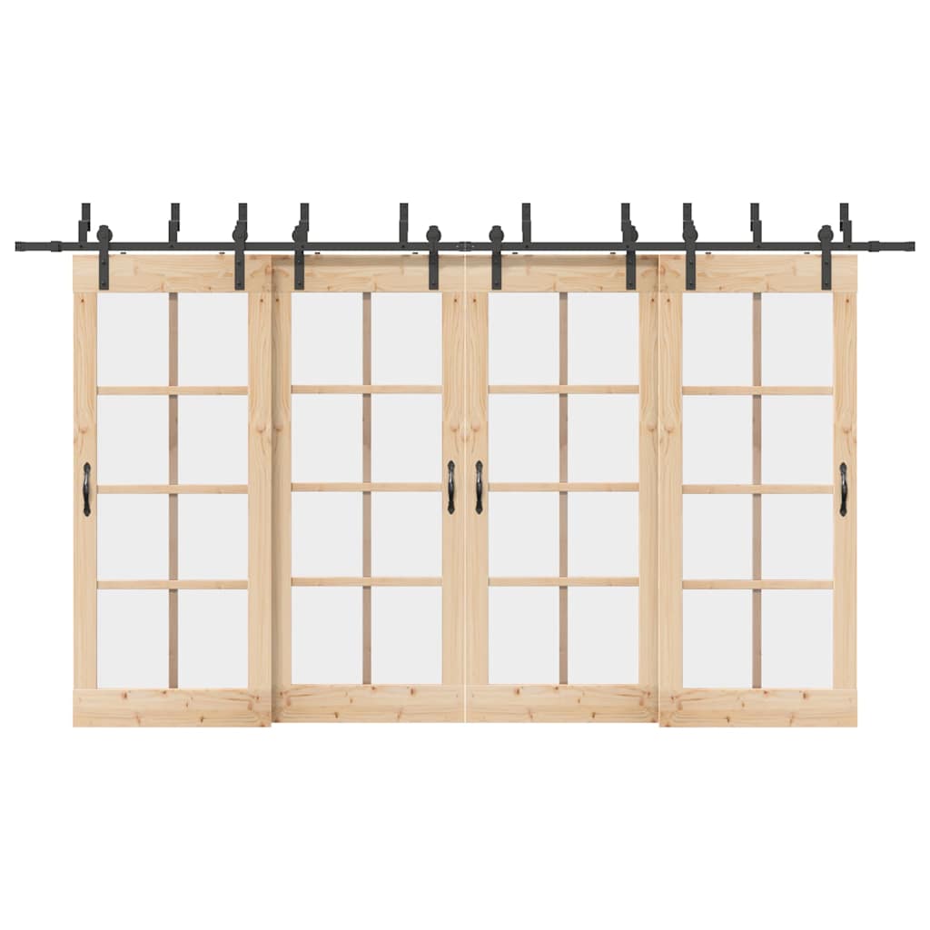 vidaXL Sliding Door Hardware Kit 400 cm Steel Black 1