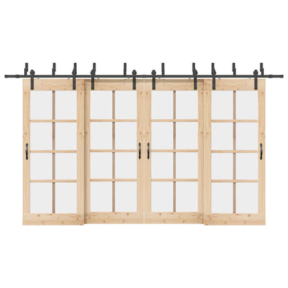 vidaXL Sliding Door Hardware Kit 400 cm Steel Black 1