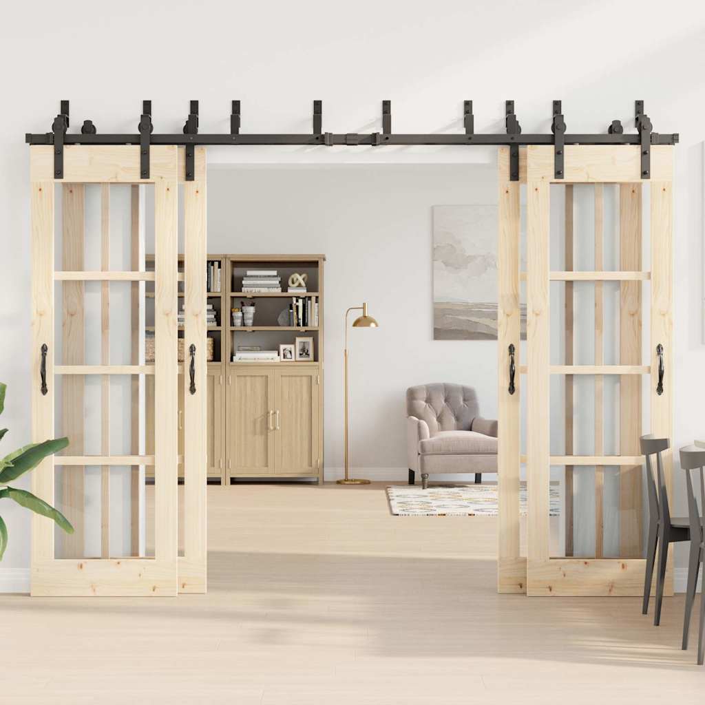 vidaXL Sliding Door Hardware Kit 305 cm Steel Black 3