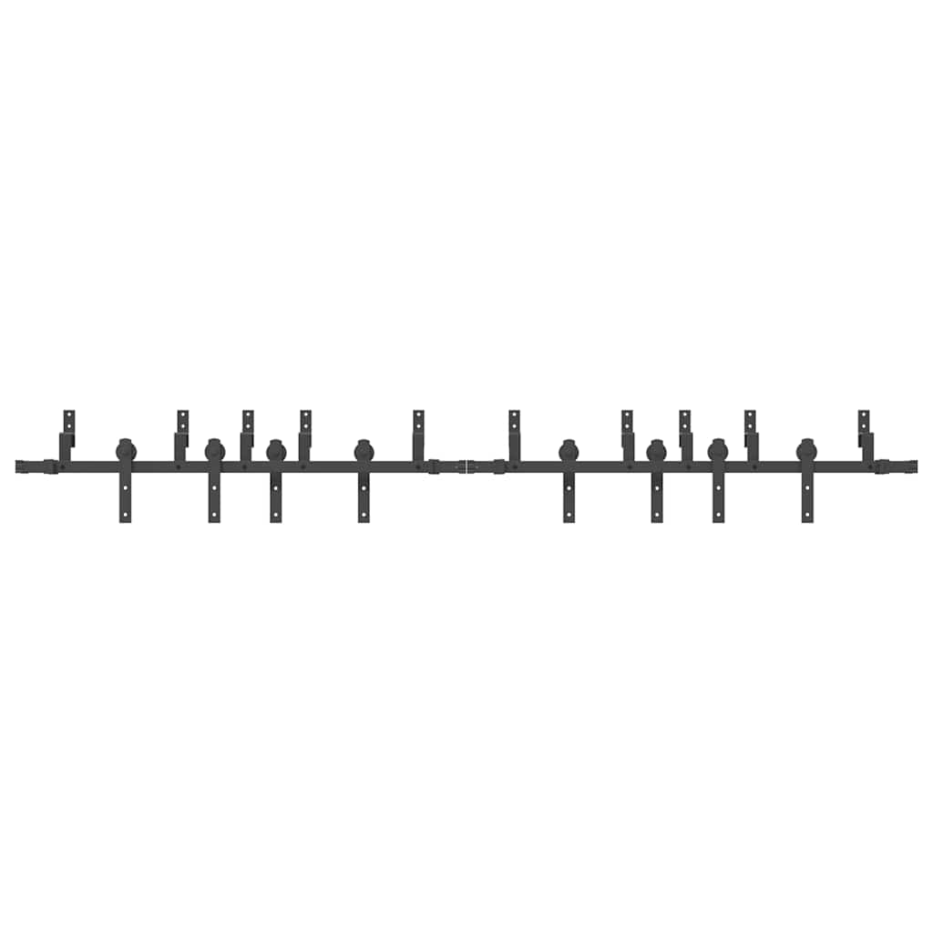 vidaXL Sliding Door Hardware Kit 305 cm Steel Black 5