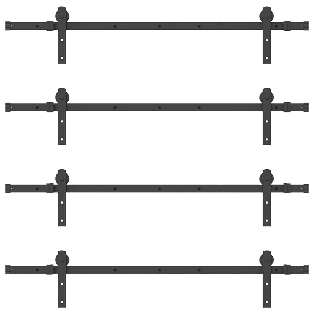 vidaXL Sliding Door Hardware Kit 305 cm Steel Black 6