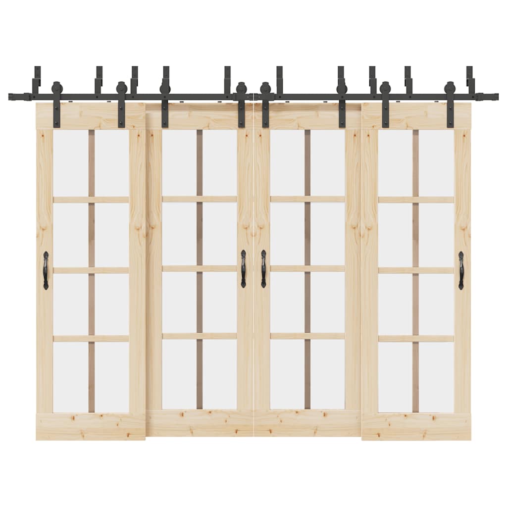 vidaXL Sliding Door Hardware Kit 305 cm Steel Black 1