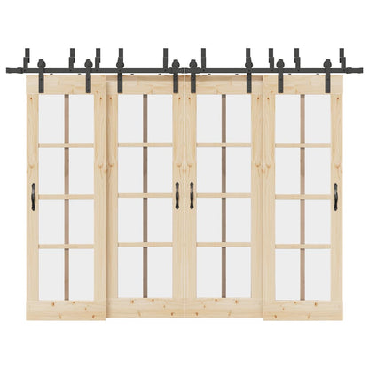 vidaXL Sliding Door Hardware Kit 305 cm Steel Black 1