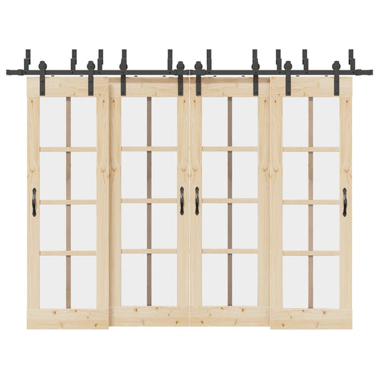 vidaXL Sliding Door Hardware Kit 305 cm Steel Black 1