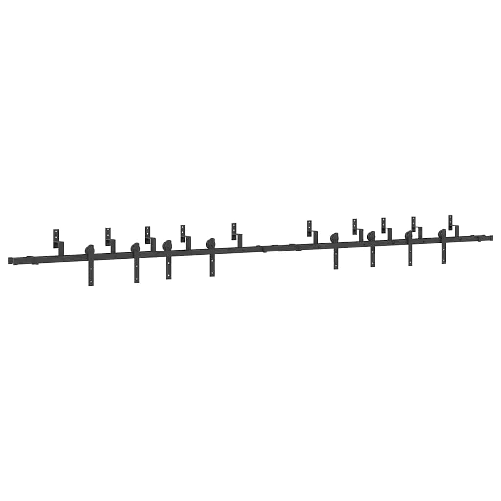 vidaXL Sliding Door Hardware Kit 427 cm Steel Black 2