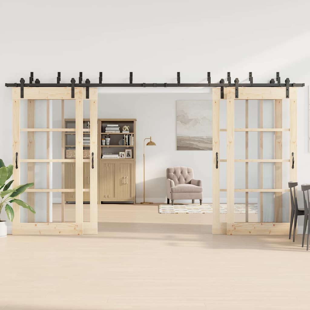 vidaXL Sliding Door Hardware Kit 427 cm Steel Black 3