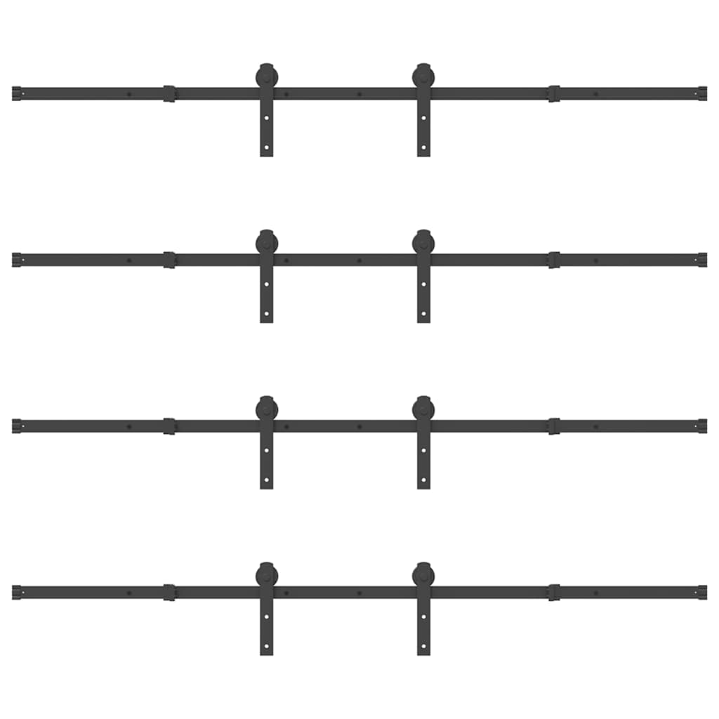 vidaXL Sliding Door Hardware Kit 427 cm Steel Black 5