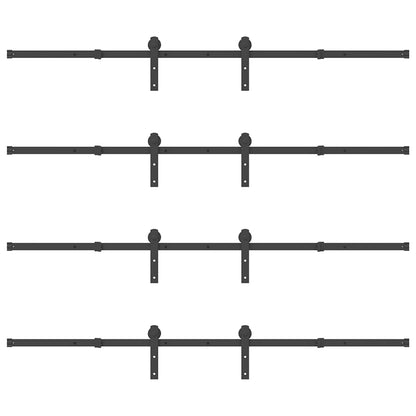 vidaXL Sliding Door Hardware Kit 427 cm Steel Black 5