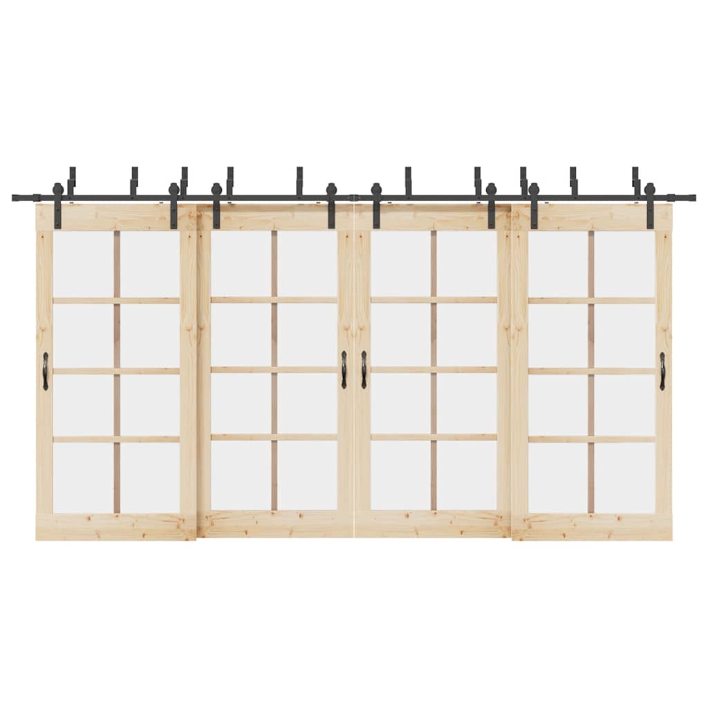 vidaXL Sliding Door Hardware Kit 427 cm Steel Black 1