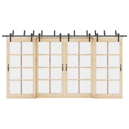 vidaXL Sliding Door Hardware Kit 427 cm Steel Black 1