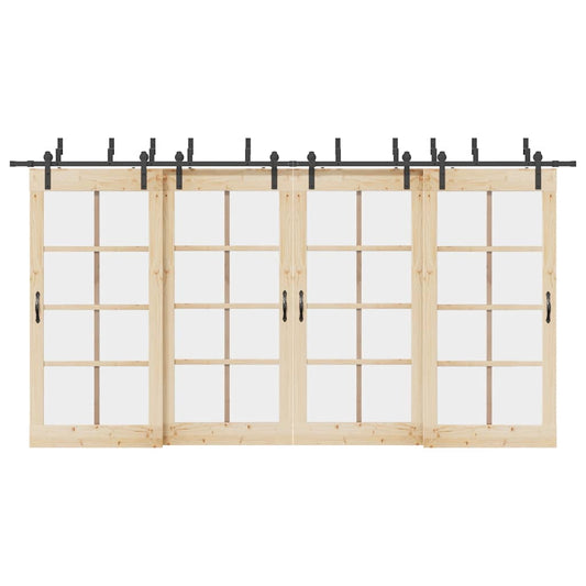 vidaXL Sliding Door Hardware Kit 427 cm Steel Black 1