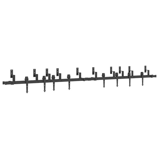 vidaXL Sliding Door Hardware Kit 305 cm Steel Black 2