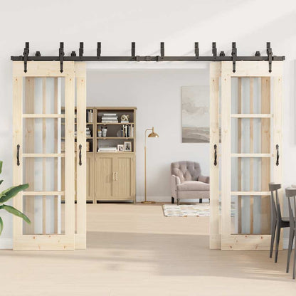 vidaXL Sliding Door Hardware Kit 305 cm Steel Black 3