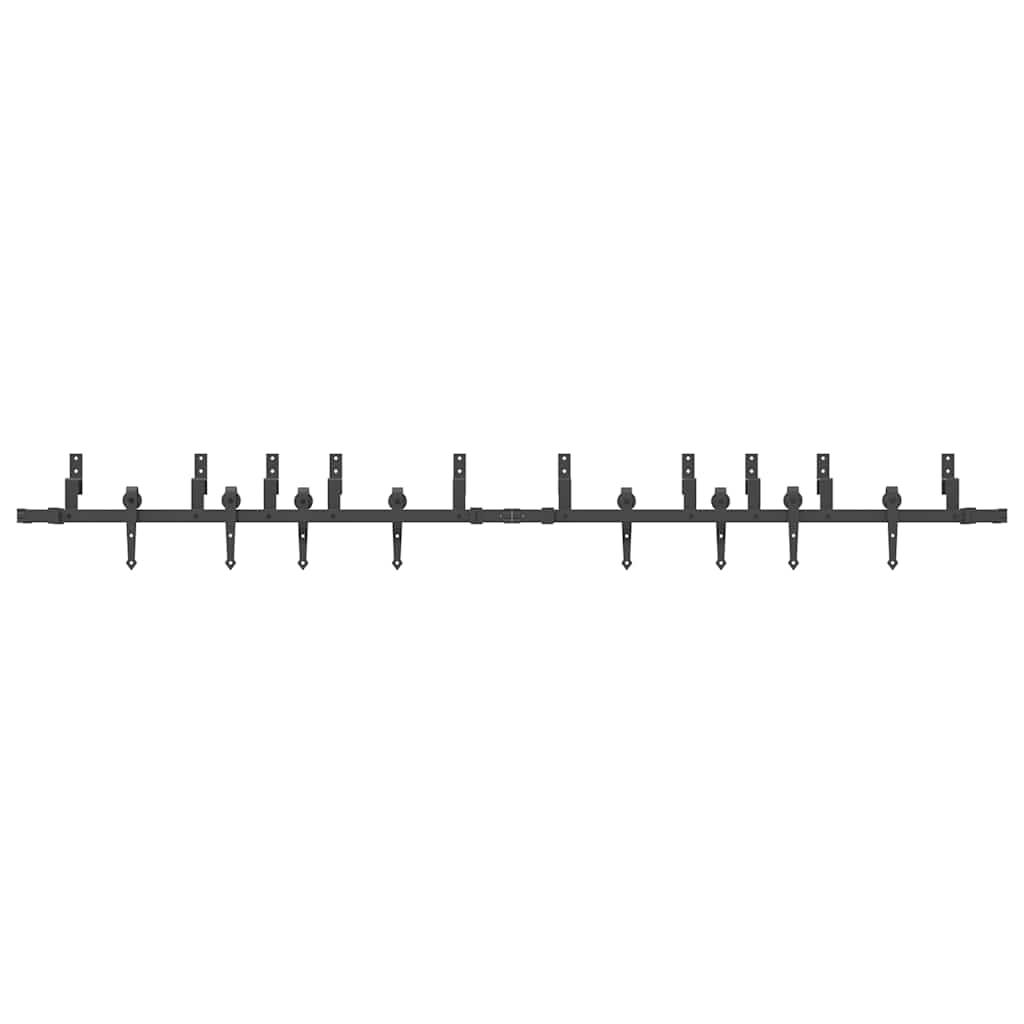 vidaXL Sliding Door Hardware Kit 305 cm Steel Black 5