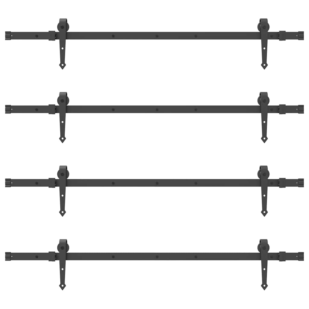 vidaXL Sliding Door Hardware Kit 305 cm Steel Black 6