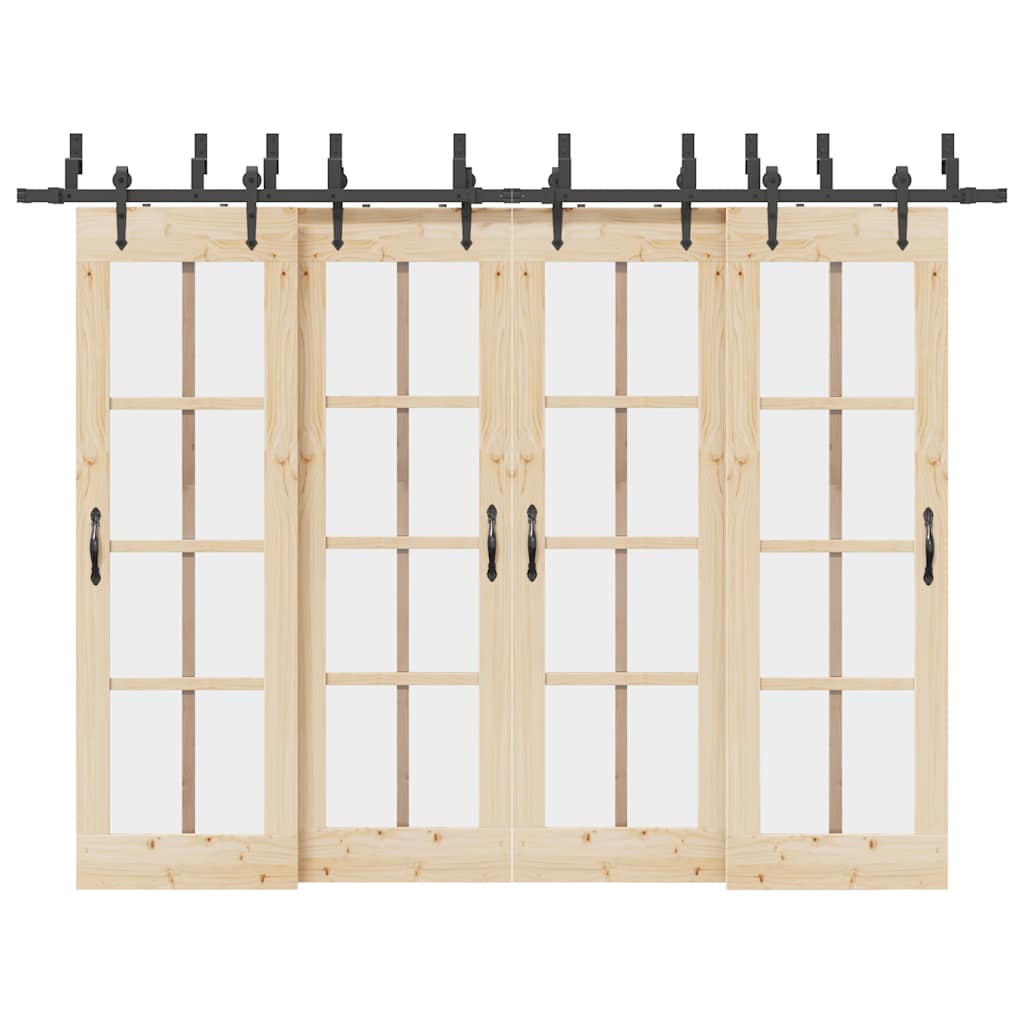vidaXL Sliding Door Hardware Kit 305 cm Steel Black 1