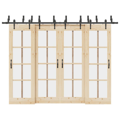 vidaXL Sliding Door Hardware Kit 305 cm Steel Black 1