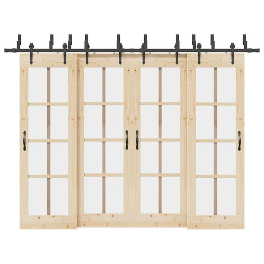 vidaXL Sliding Door Hardware Kit 305 cm Steel Black 1
