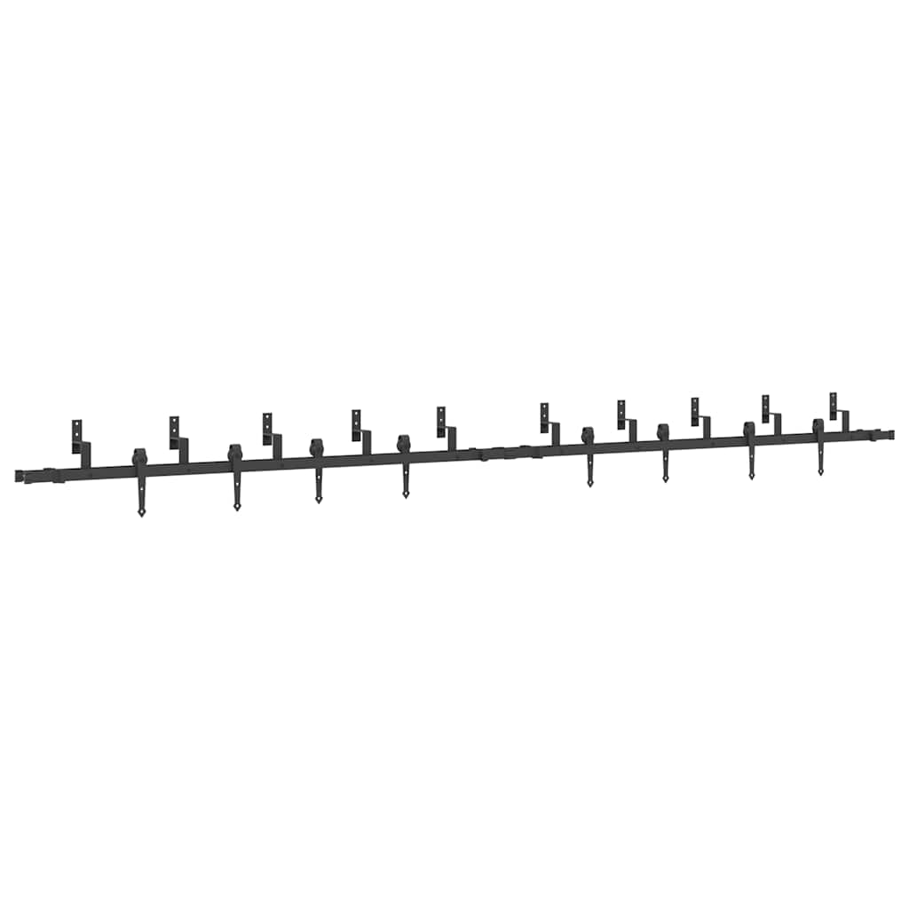 vidaXL Sliding Door Hardware Kit 427 cm Steel Black 2