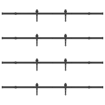 vidaXL Sliding Door Hardware Kit 427 cm Steel Black 6