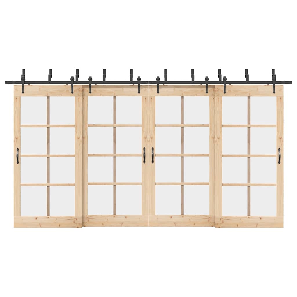 vidaXL Sliding Door Hardware Kit 427 cm Steel Black 1