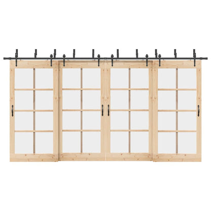 vidaXL Sliding Door Hardware Kit 427 cm Steel Black 1