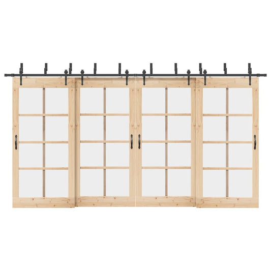vidaXL Sliding Door Hardware Kit 427 cm Steel Black 1