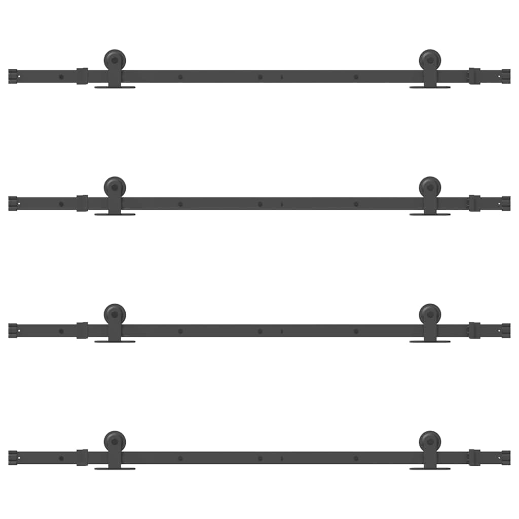 vidaXL Sliding Door Hardware Kit 305 cm Steel Black 6