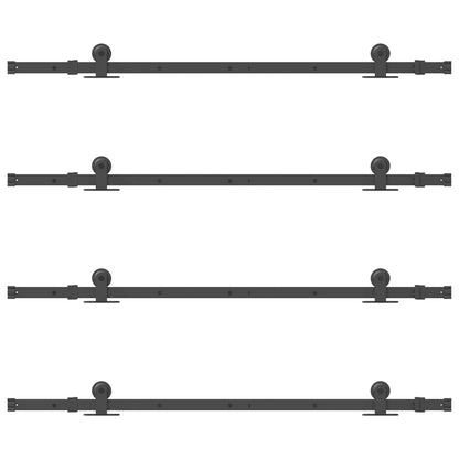 vidaXL Sliding Door Hardware Kit 305 cm Steel Black 6