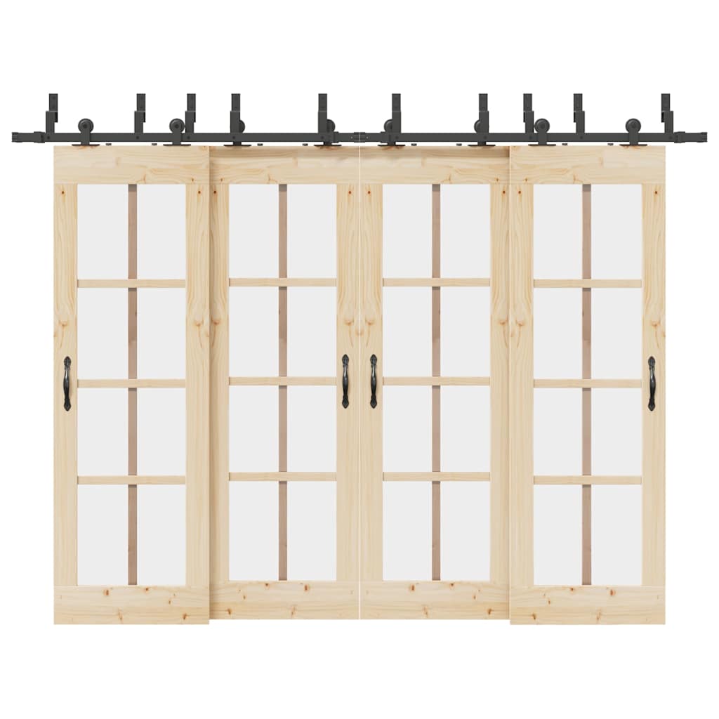 vidaXL Sliding Door Hardware Kit 305 cm Steel Black 1