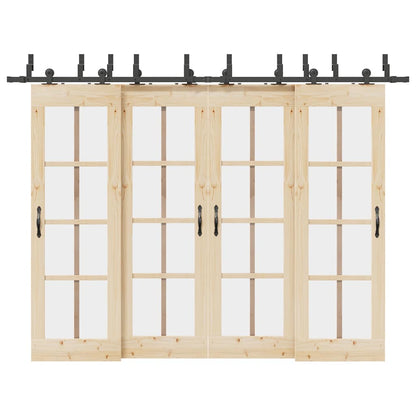 vidaXL Sliding Door Hardware Kit 305 cm Steel Black 1
