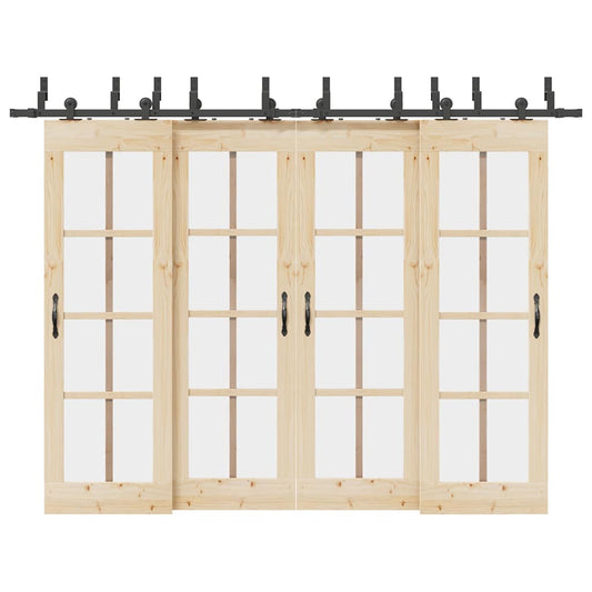 vidaXL Sliding Door Hardware Kit 305 cm Steel Black 1