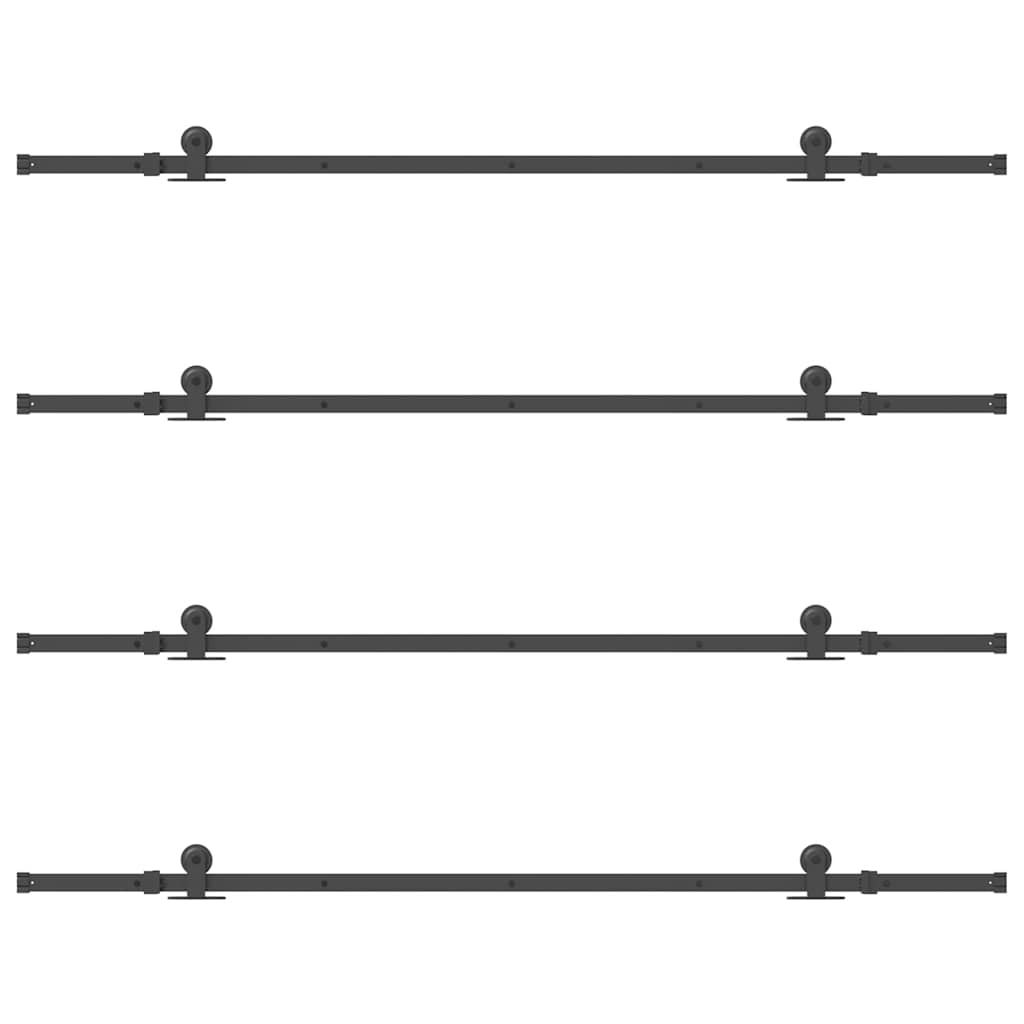 vidaXL Sliding Door Hardware Kit 427 cm Steel Black 6