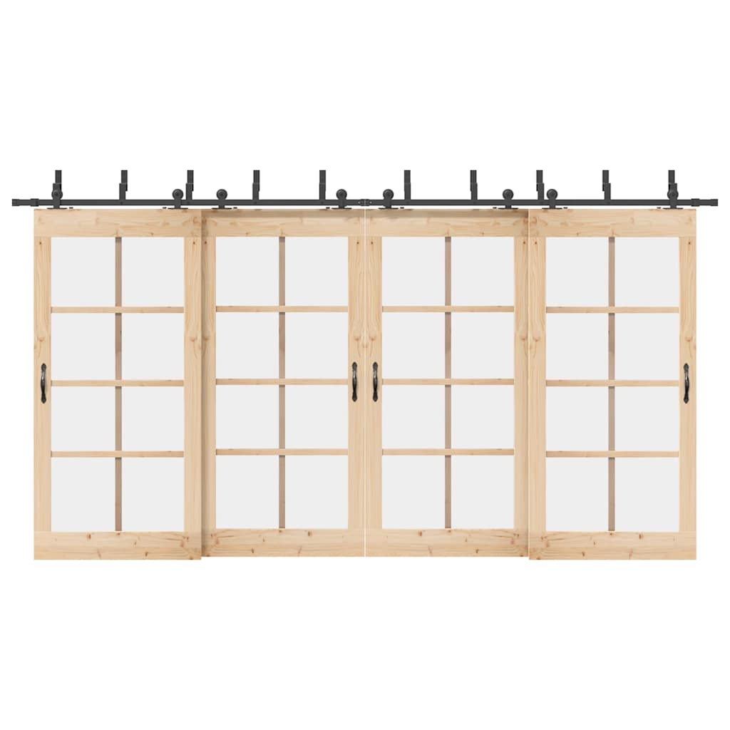 vidaXL Sliding Door Hardware Kit 427 cm Steel Black 1
