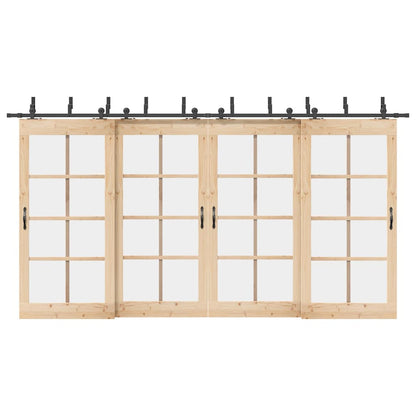 vidaXL Sliding Door Hardware Kit 427 cm Steel Black 1