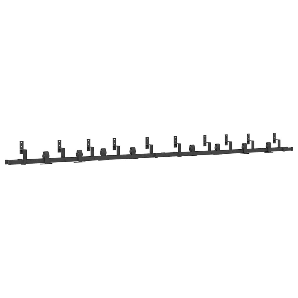 vidaXL Sliding Door Hardware Kit 366 cm Steel Black 2