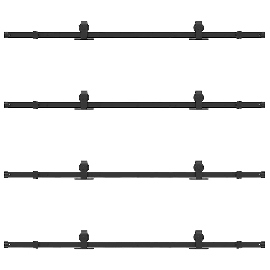 vidaXL Sliding Door Hardware Kit 366 cm Steel Black 6