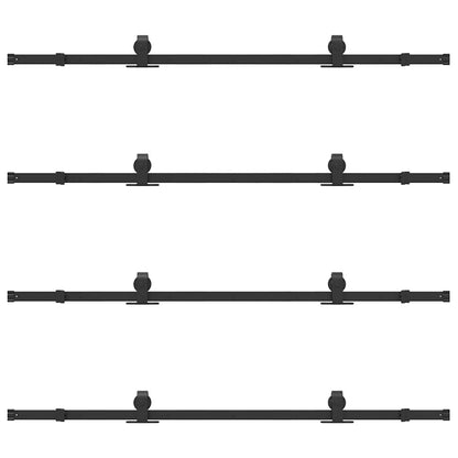 vidaXL Sliding Door Hardware Kit 366 cm Steel Black 6