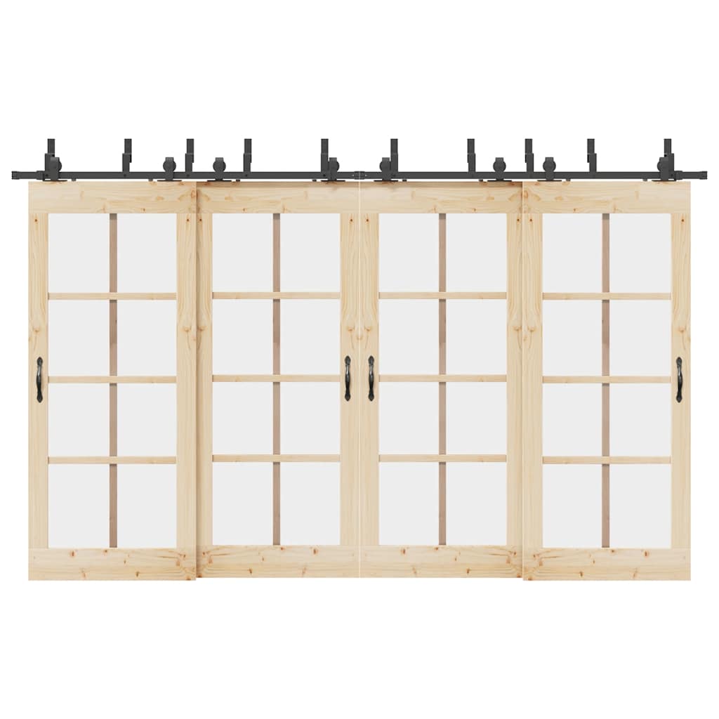 vidaXL Sliding Door Hardware Kit 366 cm Steel Black 1