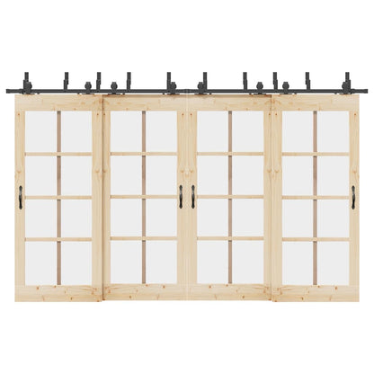 vidaXL Sliding Door Hardware Kit 366 cm Steel Black 1
