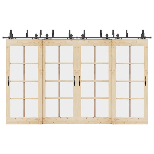 vidaXL Sliding Door Hardware Kit 366 cm Steel Black 1