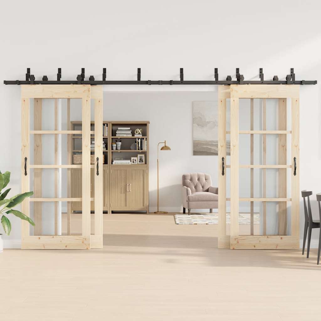 vidaXL Sliding Door Hardware Kit 400 cm Steel Black 3
