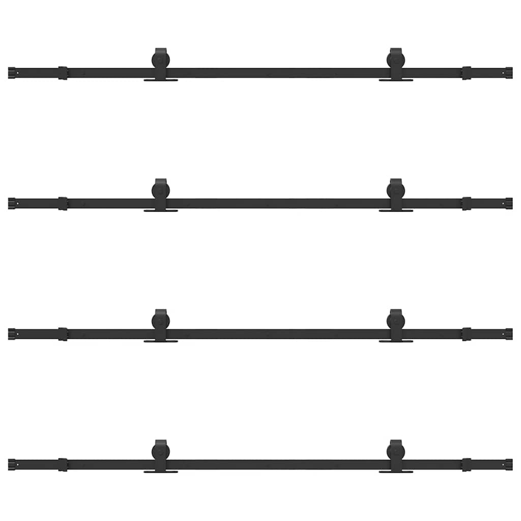 vidaXL Sliding Door Hardware Kit 400 cm Steel Black 6