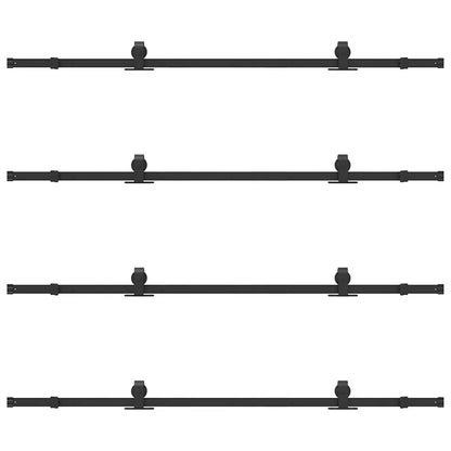 vidaXL Sliding Door Hardware Kit 400 cm Steel Black 6