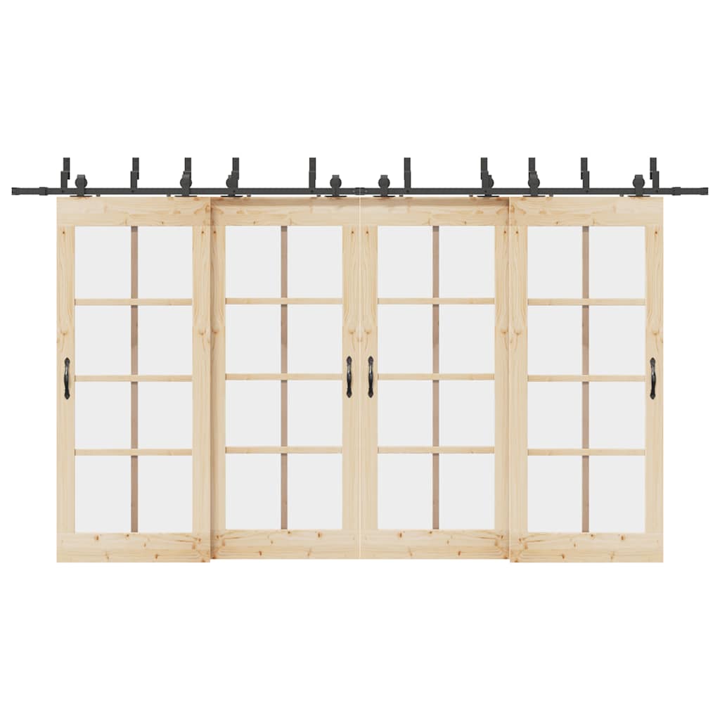 vidaXL Sliding Door Hardware Kit 400 cm Steel Black 1