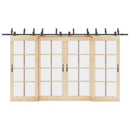 vidaXL Sliding Door Hardware Kit 400 cm Steel Black 1